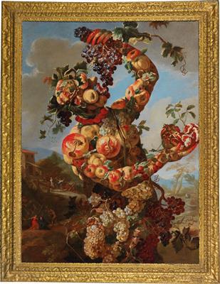 An anthropomorphic allegory of autumn by 
																			Giovanni Paolo Spadino